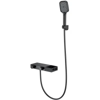 Термостат для ванны Wonzon & Woghand Shelf WW-B2551-MB с душевым гарнитуром, черный матовый