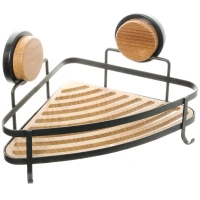 Полка для ванной Fixsen Magic FX-940B-1 21x21 см, угловая, самоклеящаяся, черный матовый/коричневый