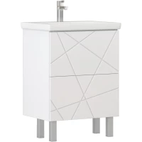 Тумба под раковину Vigo Geometry 015 56,8 см, напольная, белый глянец/белый матовый