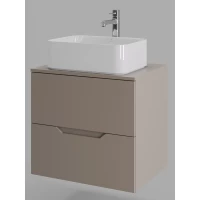 Тумба с раковиной Orange Line Li-60TuLMDF+B02-460W 60,2 см, подвесная, со столешницей, латте матовый