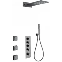 Душевой комплект Wonzon & Woghand WW-D4100-BGG 230 мм, с термостатом, темный графит матовый