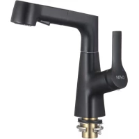 Смеситель для раковины D-Lin D158374-A с выдвижным изливом, черный матовый