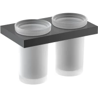 Стакан для зубных щеток Timo Petruma 15234/03 двойной, настенный, черный матовый 