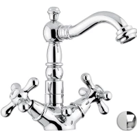 Смеситель для раковины Emmevi Deco Old 12615/BC с донным клапаном, хром/белый