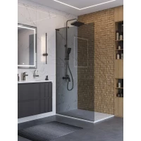 Душевая перегородка BelBagno Uno UNO-L-1-TB-100-GR-GM 100 см, профиль оружейная сталь матовый, стекло графитовое