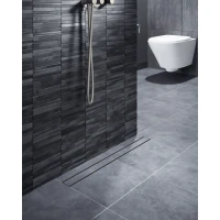 Душевой трап (лоток) Timo Drain System Plate DS230210/18 100 см, с решеткой, 2 в 1 под плитку, вороненая сталь