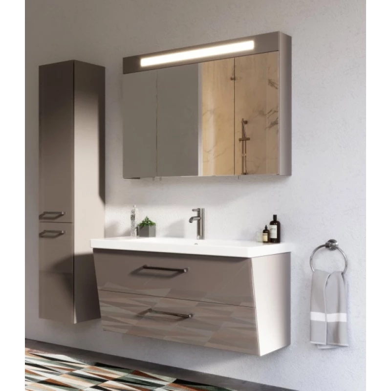 Зеркальный шкаф 90x75 см серо-коричневый глянец Verona Susan SU605G16