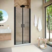 Душевая дверь Vegas Glass E2P NOVO h2000 120 02M Moru 120 см, профиль черный матовый, стекло рифленое