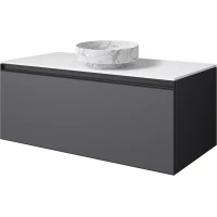 Тумба с раковиной Armadi Art Quatro Antracite 790-M1-100-A-A + 792-100-W + 801-CLCT 101 см , подвесная, со столешницей, антрацит матовый