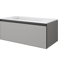 Тумба с раковиной Armadi Art Quatro Luna 790-M1-100-L-A + 793-100-W 101 см, подвесная, серый матовый