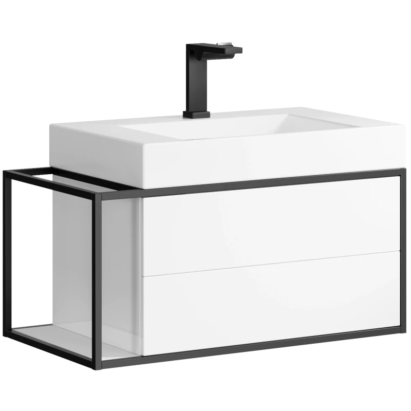 Комплект мебели белый глянец/черный 81,8 см Clarberg Logic LOG0108R + Tol.07.04.D + LOG0206