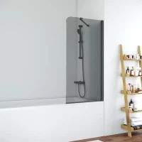 Шторка на ванну Vegas Glass EV LUX ST 76 02M 07 R 76 см R, профиль черный матовый, стекло графитовое