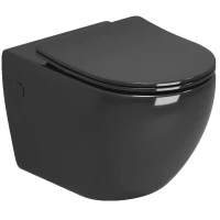 Унитаз подвесной Grossman GR-4411BS безободковый, с сиденьем микролифт, черный глянец