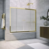 Шторка на ванну Vegas Glass Z2V TUR NOVO 160 09 Moru 160 см, профиль золотой, стекло рифленое