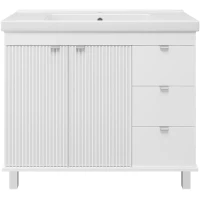 Тумба под раковину Misty Аврора П-Авр-06100-0143Я 97,6 см, напольная, белый матовый