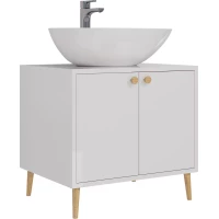 Тумба под раковину Dreja Luno 99.2001 60 см, напольная, со столешницей, белый глянец