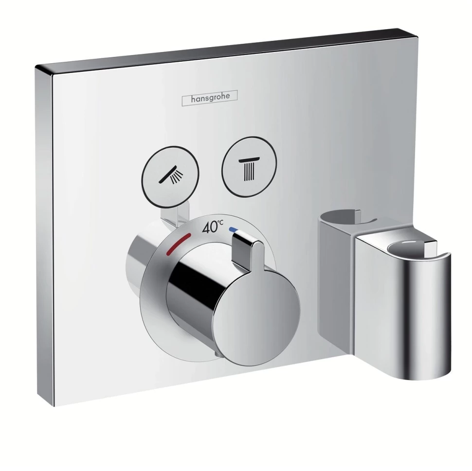 Термостат для 2 потребителей, СМ Hansgrohe ShowerSelect 15765000 термостат ecostat e см 43 л мин hansgrohe 31570000