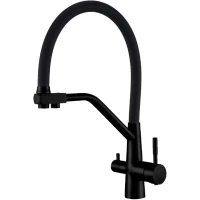 Смеситель для кухни G.Lauf ZAM18-G090YB с подключением к фильтру, гибким изливом, черный матовый
