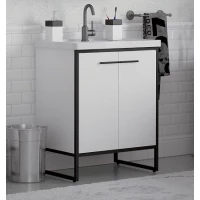 Тумба белый глянец/черный 56 см Corozo Айрон SD-00000399