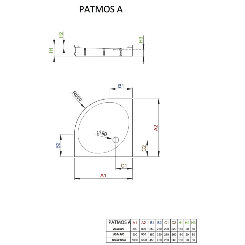 Акриловый поддон 80x80 см Radaway Patmos A 4S88155-03