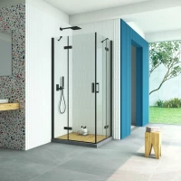 Душевой уголок Vegas Glass AFA-F Retta 100*90 02M crystalvision L 100x90 см L, профиль черный матовый, стекло прозрачное