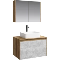 Комплект мебели дуб балтийский/бетон светлый 80 см Aqwella 5 Stars Mobi MOB0108DB + MOB0708BS + 4640021064269 + MOB0408 + MOB0717DB