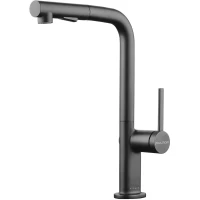 Смеситель для кухни Paulmark Neo Ne214419-GM с выдвижным изливом, вороненая сталь