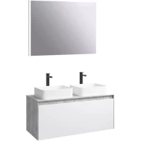 Комплект мебели бетон светлый/белый глянец 120 см Aqwella 5 Stars Mobi MOB0112BS + MOB0712W + 4640021064269 + 4640021064269 + SM0210