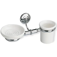 Стакан для зубных щеток с мыльницей Stil Haus Nemi N14(39) настенный, хром/белый