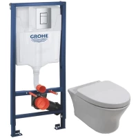 Комплект подвесной унитаз Noken Hotels N399999901 + N356330439 + система инсталляции Grohe 38772001