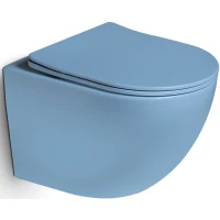 Унитаз подвесной SantiLine SL-5105 безободковый, с сиденьем микролифт, голубой матовый