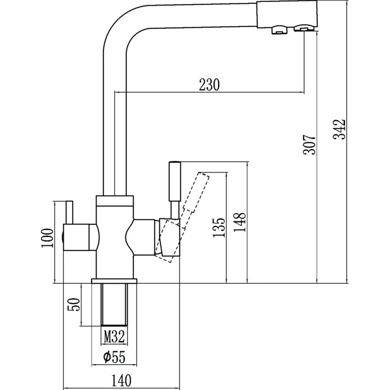 Смеситель для кухни с подключением к фильтру Savol S-L1801T