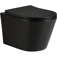 Унитаз подвесной River Ontario 485 MB 10000013703 безободковый, торнадо, с сиденьем микролифт, черный матовый
