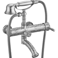 Смеситель для ванны Zorg Antic A 100W-SL с душевым гарнитуром, серебро