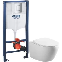 Комплект подвесной унитаз Art&Max Elegant AM9316CHR/SC + система инсталляции Grohe 38772001