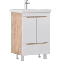 Тумба под раковину Vigo Grani 284 дуб золотой 55,2 см, напольная, белый глянец/дуб золотой