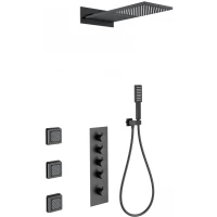 Душевой комплект Wonzon & Woghand WW-D4100-MB 230 мм, с термостатом, черный матовый