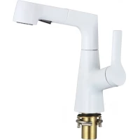 Смеситель для раковины D-Lin D158374-C с выдвижным изливом, белый