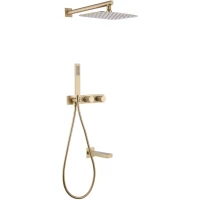 Душевой комплект Abber Rund AF8717G 300 мм, CoolStart, со смесителем, золотой матовый