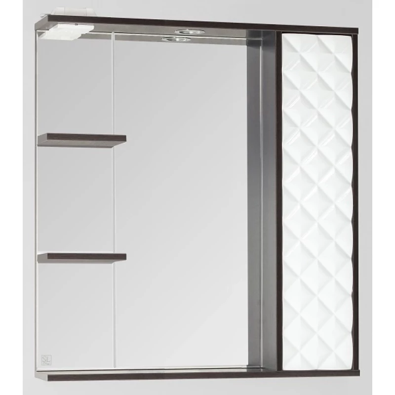 Зеркальный шкаф 75x87 см венге/белый глянец Style Line Агат ЛС-00000232