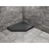 Душевой поддон Radaway Doros PT E Compact Stone Black SDRPTP9080-05-54SR 90x80 см R, акриловый, пятиугольный, черный