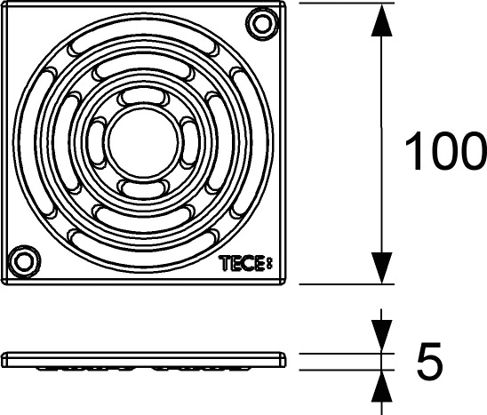 Декоративная решетка 100×100 мм TECE TECEdrainpoint S хром 3665000 - фото 2