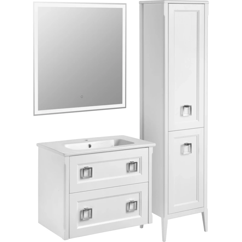 Комплект мебели белый матовый 77,6 см ASB-Woodline Рома 4607947232097 + 27654 + 4607947231755