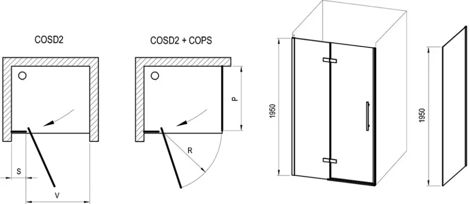 Душевая дверь 100 см Ravak Cool COSD2 X0VVACA00Z1 прозрачное - фото 6