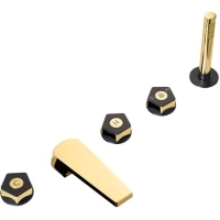 Смеситель на борт ванны Newform Park Limited Edition 69782C.62.093 с душевым гарнитуром, золотой