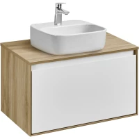 Тумба с раковиной дуб эльвезия/белый глянец 69 см Акватон Либерти 1A2798K4LYC70