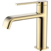 Смеситель для раковины AQUAme Asti AQM6410BG без донного клапана, золотой матовый