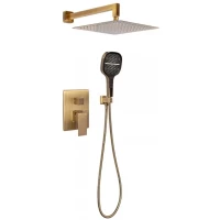 Душевой комплект Hansberge H6070BR 300 мм, со смесителем, бронза