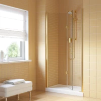 Душевая дверь Vegas Glass GPS LUX 75 09 crystalvision L 75 см L, профиль золотой, стекло прозрачное