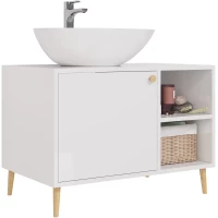 Тумба под раковину Dreja Luno 99.2002 80 см L, напольная, со столешницей, белый глянец